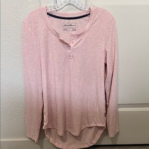 Eddie Bauer Women's Soft Pink Long Sleeve Henley